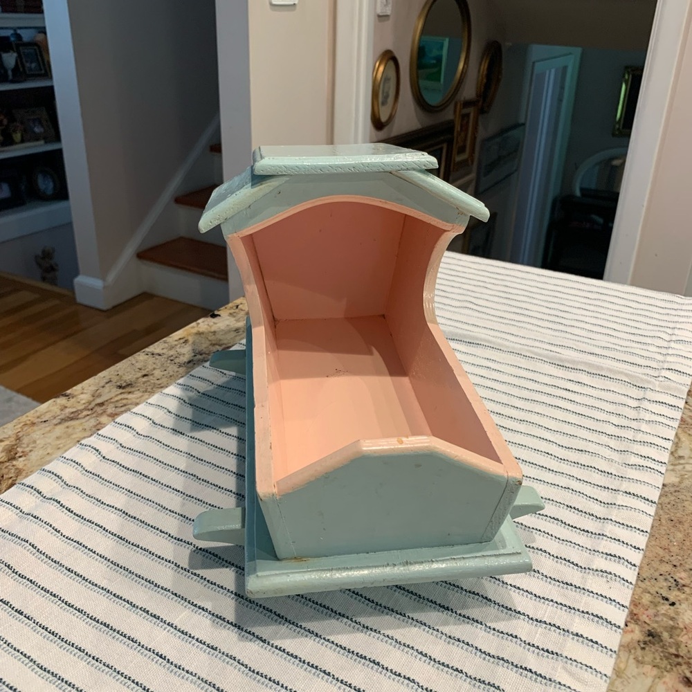 Vintage Wood Painted Doll Cradle